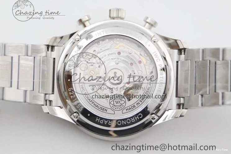 MIROTIME 1223 FastDry Portugieser Chronograph IW371615 ZF Best Edition Green Dial on SS Bracelet A7750 (Slim Movement) 7038